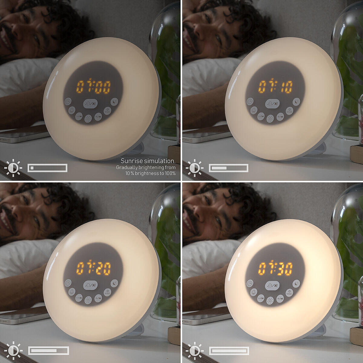 Despertador Amanecer Recargable con Altavoz